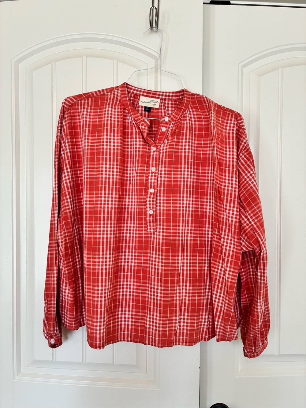 Universal Thread Red Plaid Button-Front Men's Shirt